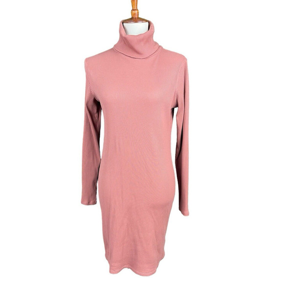 Wild Fable Midi Dress Women Size XL Long Sleeve Rust Orange Mock Neck Ribbed - Picture 1 of 8
